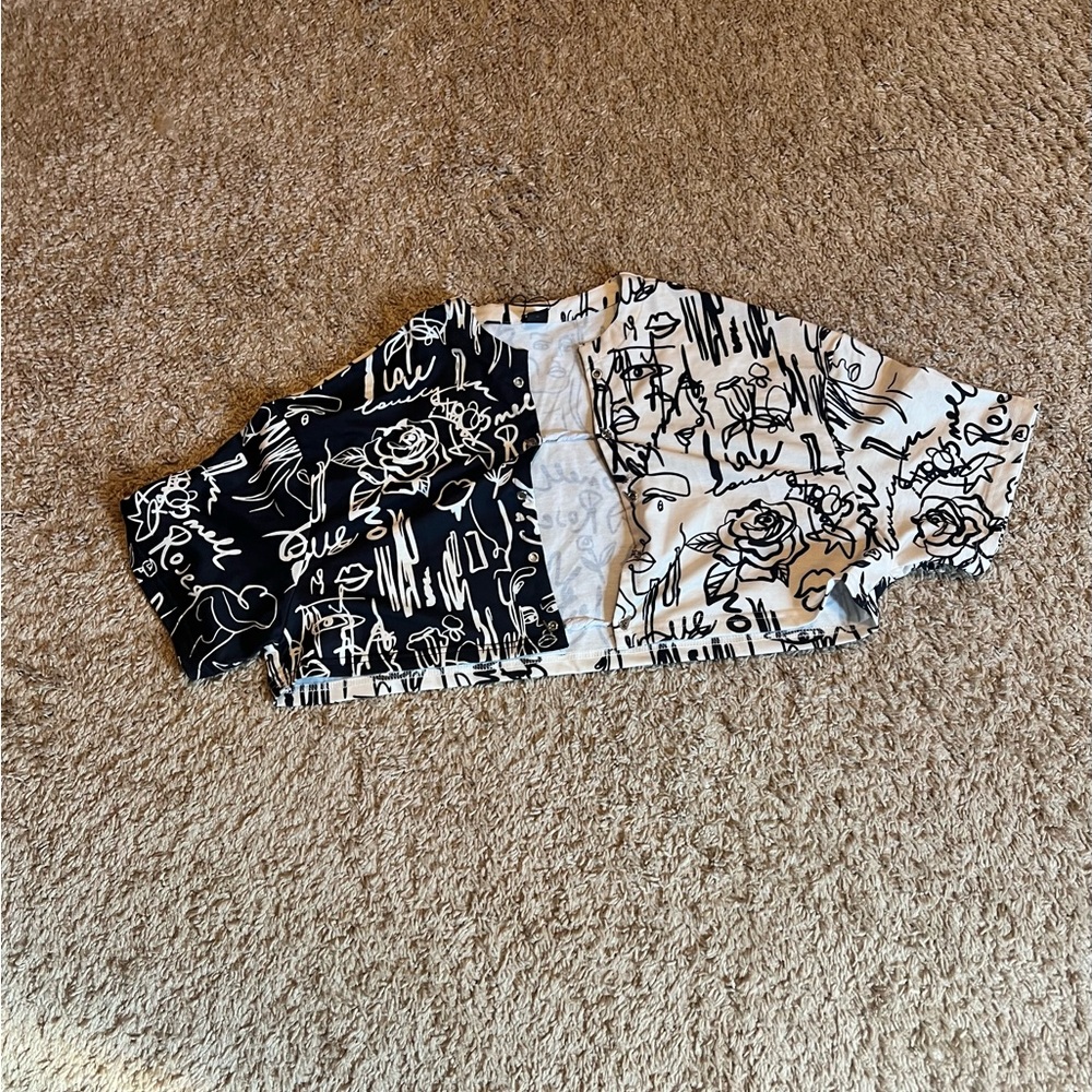 Black and White Graphic Short Sleeve Tee